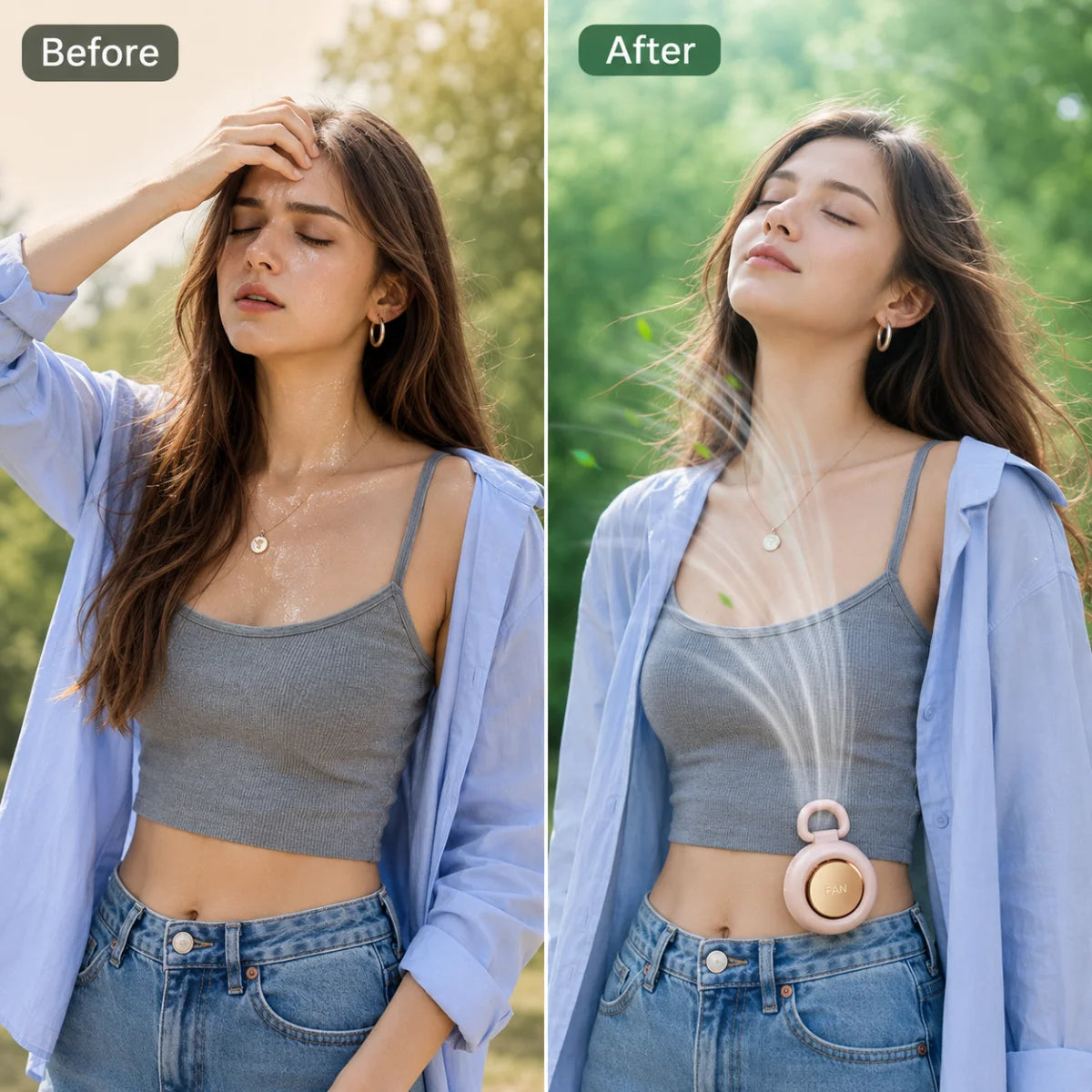 Stay Cool Anywhere – Hands-Free Portable Fan