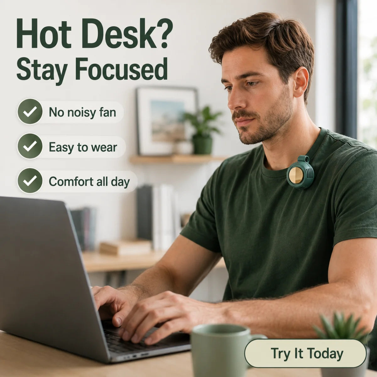 Stay Cool Anywhere – Hands-Free Portable Fan