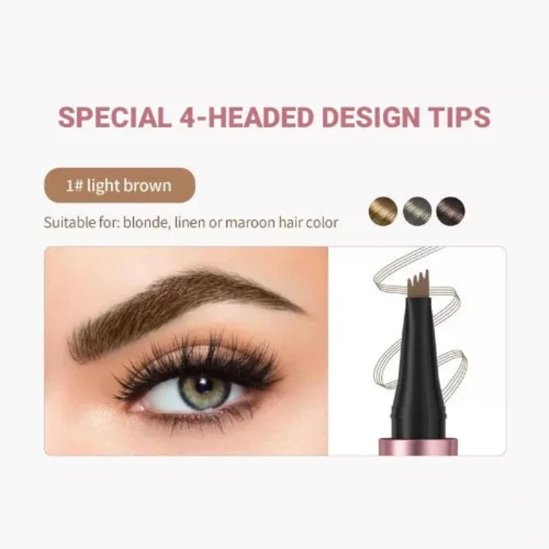 Professional 4-Tip Microblade Eyebrow Pen – 24H Waterproof & Natural Look