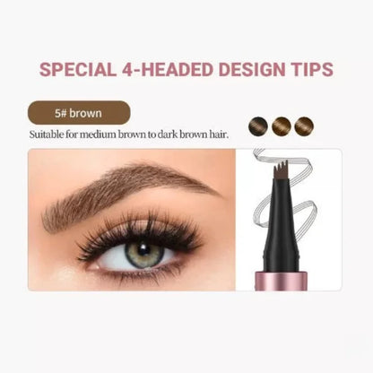 Professional 4-Tip Microblade Eyebrow Pen – 24H Waterproof & Natural Look