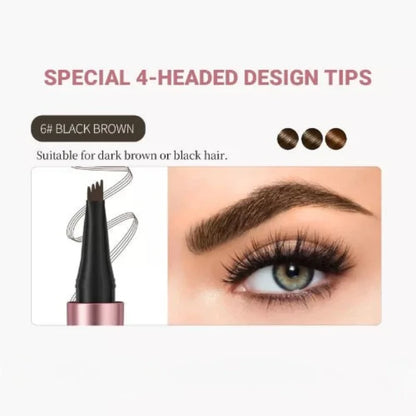 Professional 4-Tip Microblade Eyebrow Pen – 24H Waterproof & Natural Look