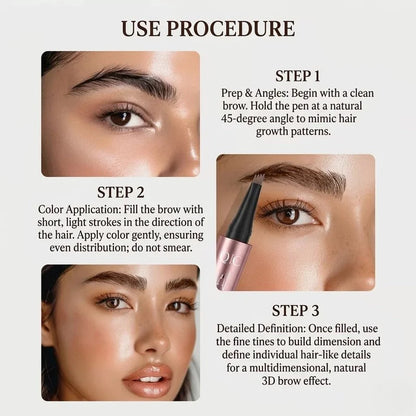 Professional 4-Tip Microblade Eyebrow Pen – 24H Waterproof & Natural Look