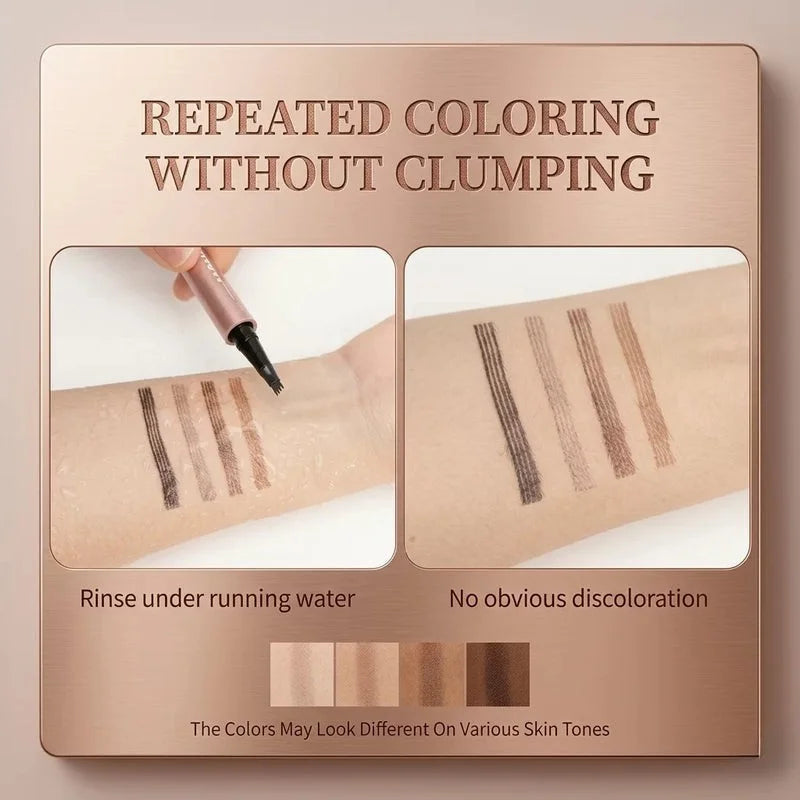 Professional 4-Tip Microblade Eyebrow Pen – 24H Waterproof & Natural Look