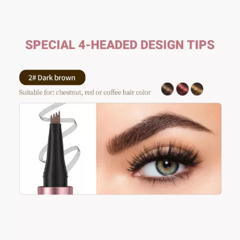 Professional 4-Tip Microblade Eyebrow Pen – 24H Waterproof & Natural Look