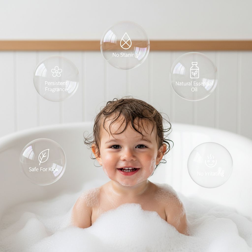 "Safe and natural formula enriched with essential oils. Hypoallergenic and specially designed for children's delicate skin. No harsh chemicals!"
