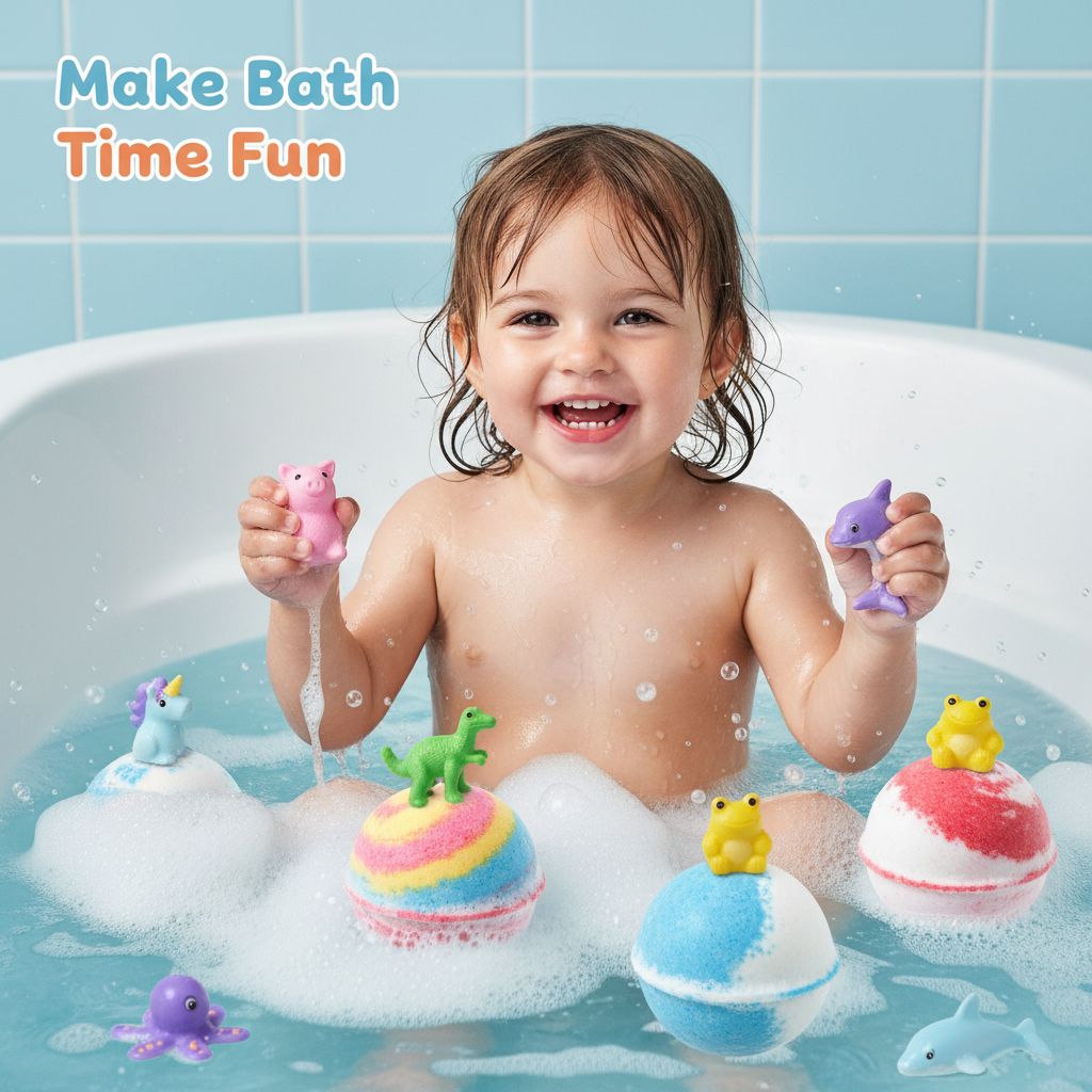  Each bath bomb hides a rare glow-in-the-dark figurine! Collect all 24 sea and land animals for a magical underwater experience."